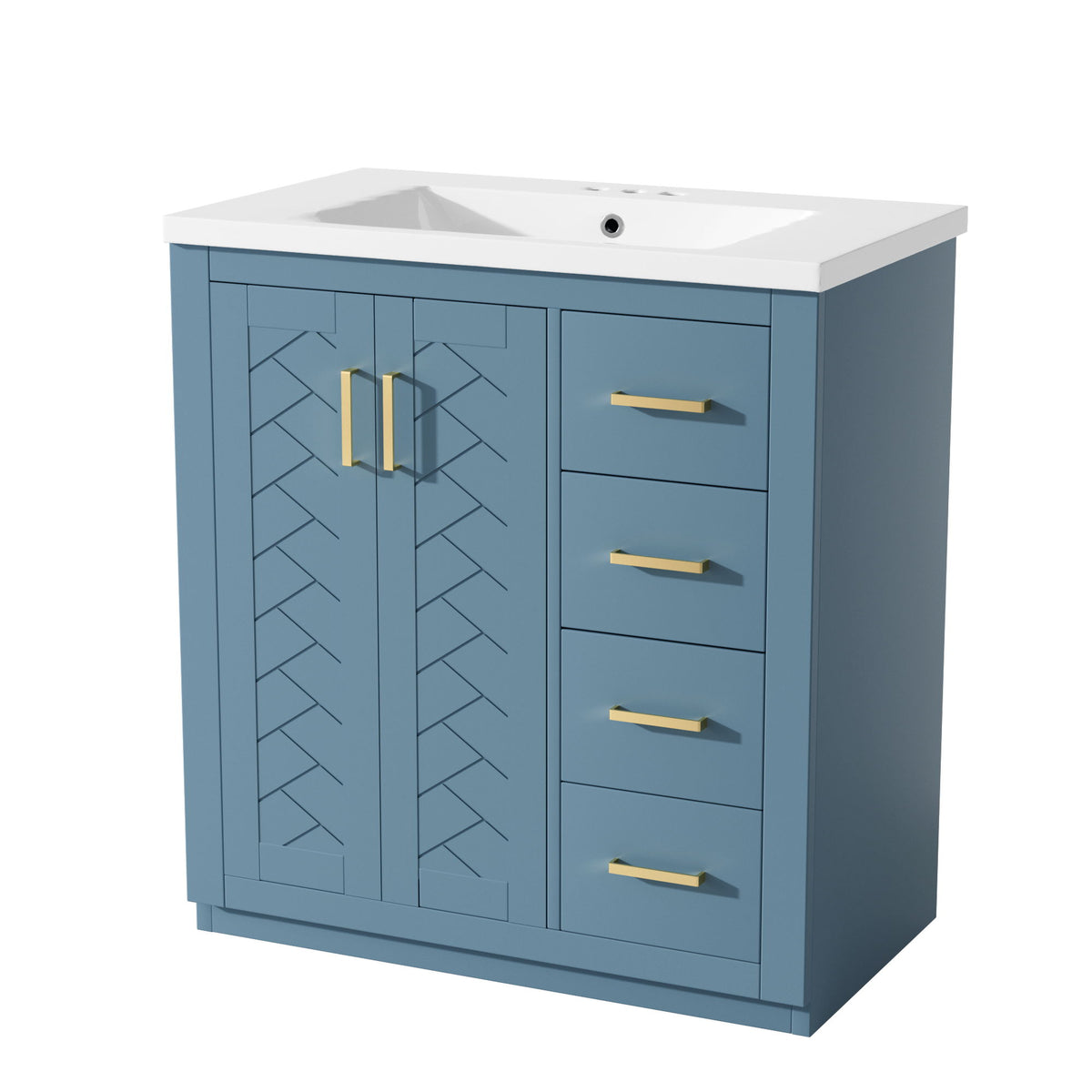 Bathroom Vanity With Sink, Storage Cabinet, Freestanding Set With 3 Drawers &amp; Soft Closing Doors