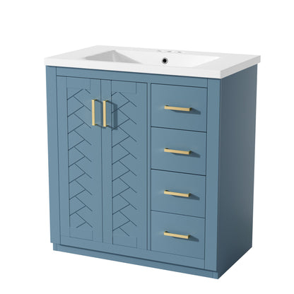Bathroom Vanity With Sink, Storage Cabinet, Freestanding Set With 3 Drawers &amp; Soft Closing Doors