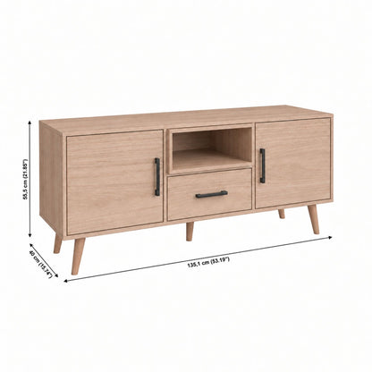 TV Stand For TVs Up To 60" With 2 Doors, 1 Drawer And 1 Open Shelf - Walnut