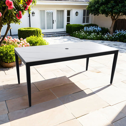 Outdoor Modern Patio Dining Table, Post Tapered Legs, Weatherproof &amp; Rust Free