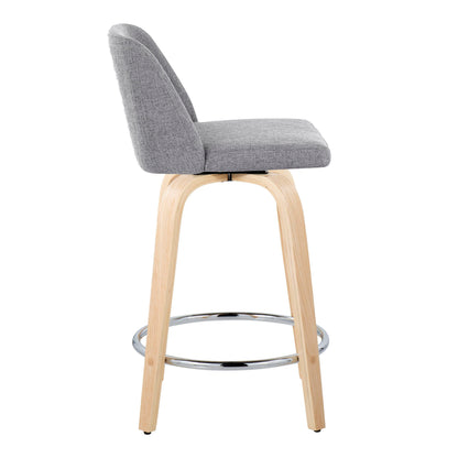 Toriano - Contemporary Fixed Height Counter Stool &amp; Swivel And Round Footrest (Set of 2)