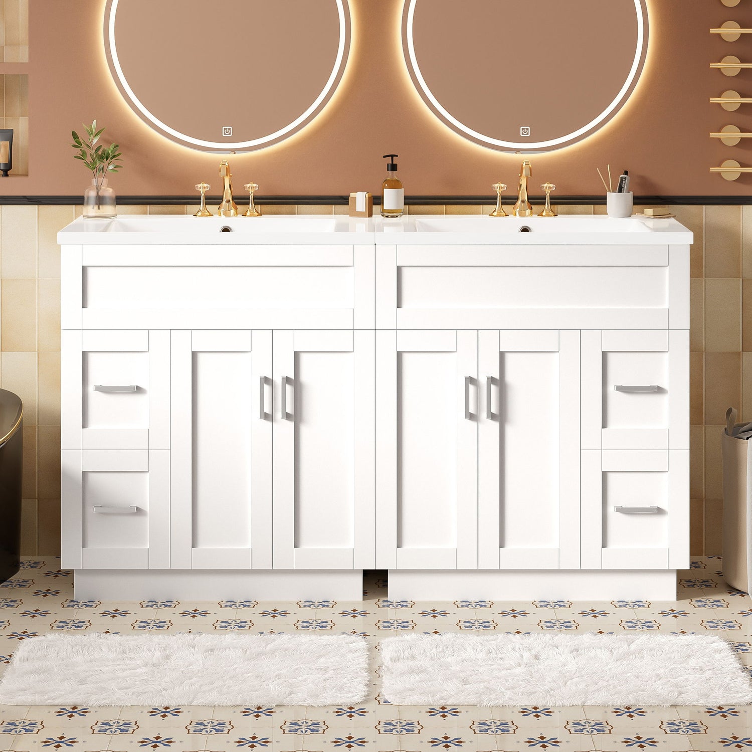 Bathroom Vanity With 2 Doors, 2 Drawers, Adjustable Shelf, Hidden Slides &amp; Soft Close Hinges