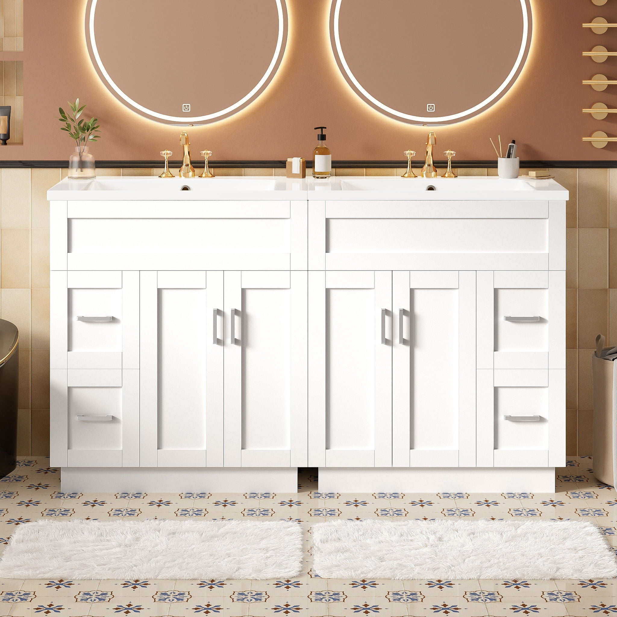 Bathroom Vanity With 2 Doors, 2 Drawers, Adjustable Shelf, Hidden Slides &amp; Soft Close Hinges