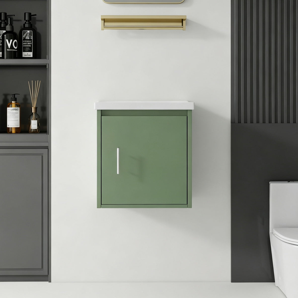 Floating Bathroom Vanity Combo, Wall Mounted Cabinet With Sink &amp; Soft Close Doors For Small Bathrooms
