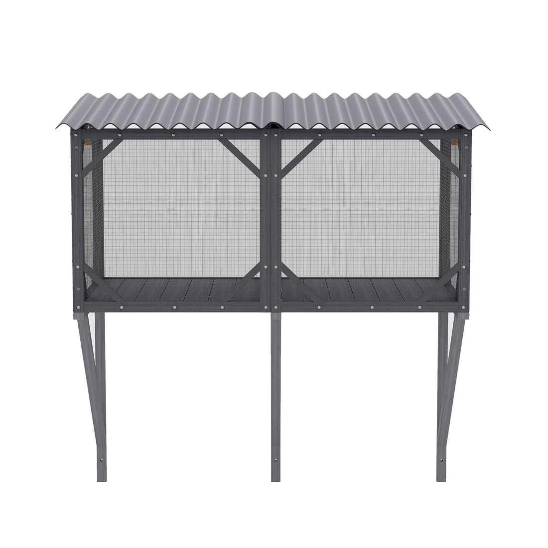 Premium Cat Window Box With Bug Proof Net For Large Indoor Cats Spruce Wood &amp; Polyester - Antique Gray