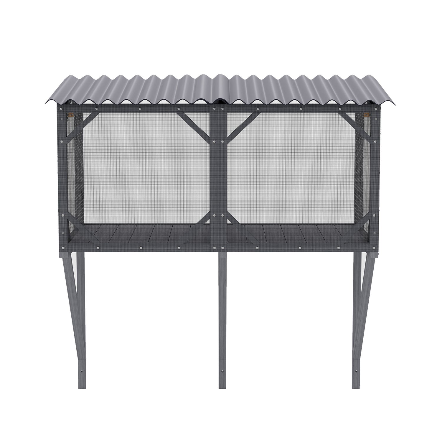 Premium Cat Window Box With Bug Proof Net For Large Indoor Cats Spruce Wood &amp; Polyester - Antique Gray
