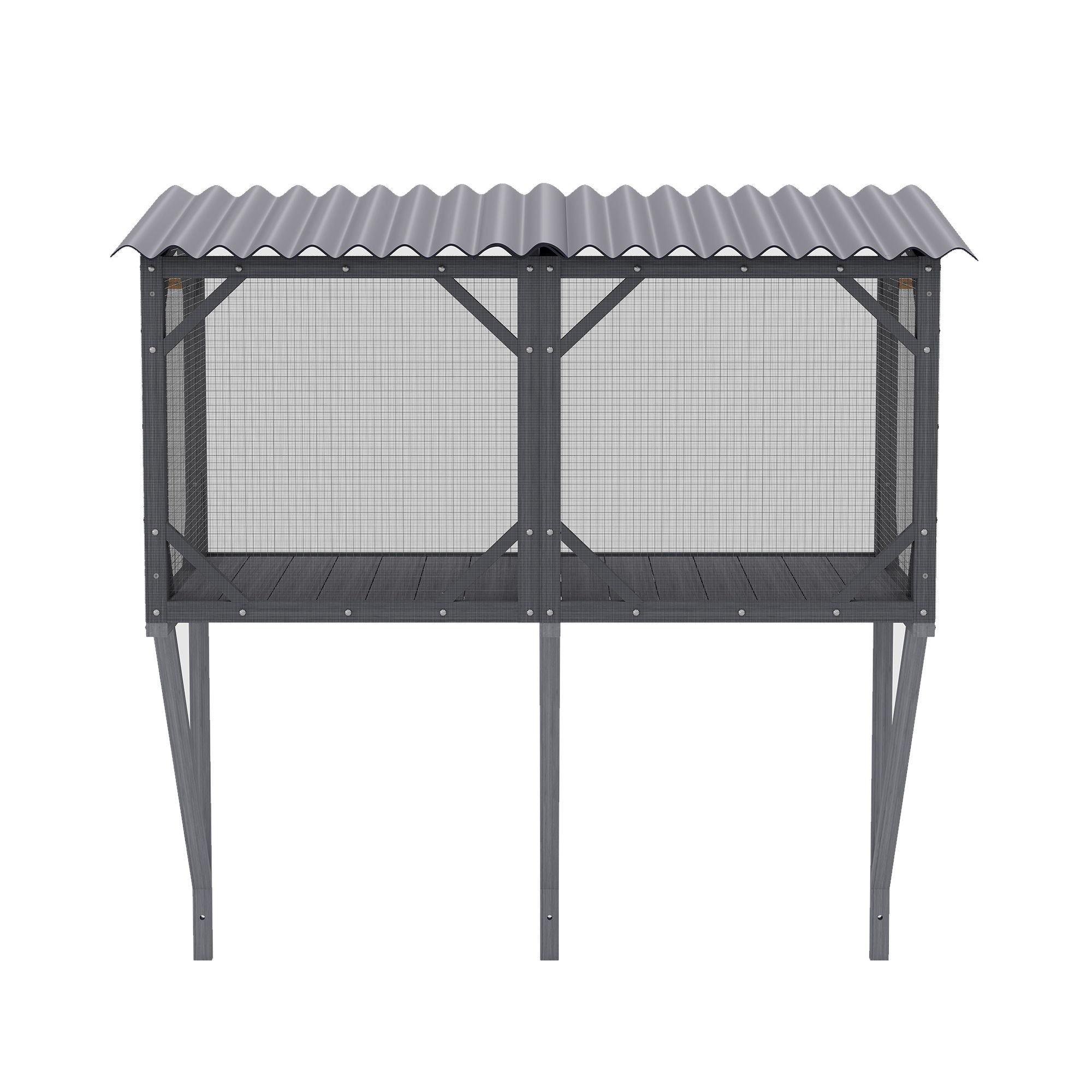Premium Cat Window Box With Bug Proof Net For Large Indoor Cats Spruce Wood &amp; Polyester - Antique Gray