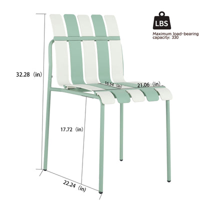 4 Piece Set Of Color Block Designed Single Chairs &amp; Round Table - Cream White / Haze Green / White
