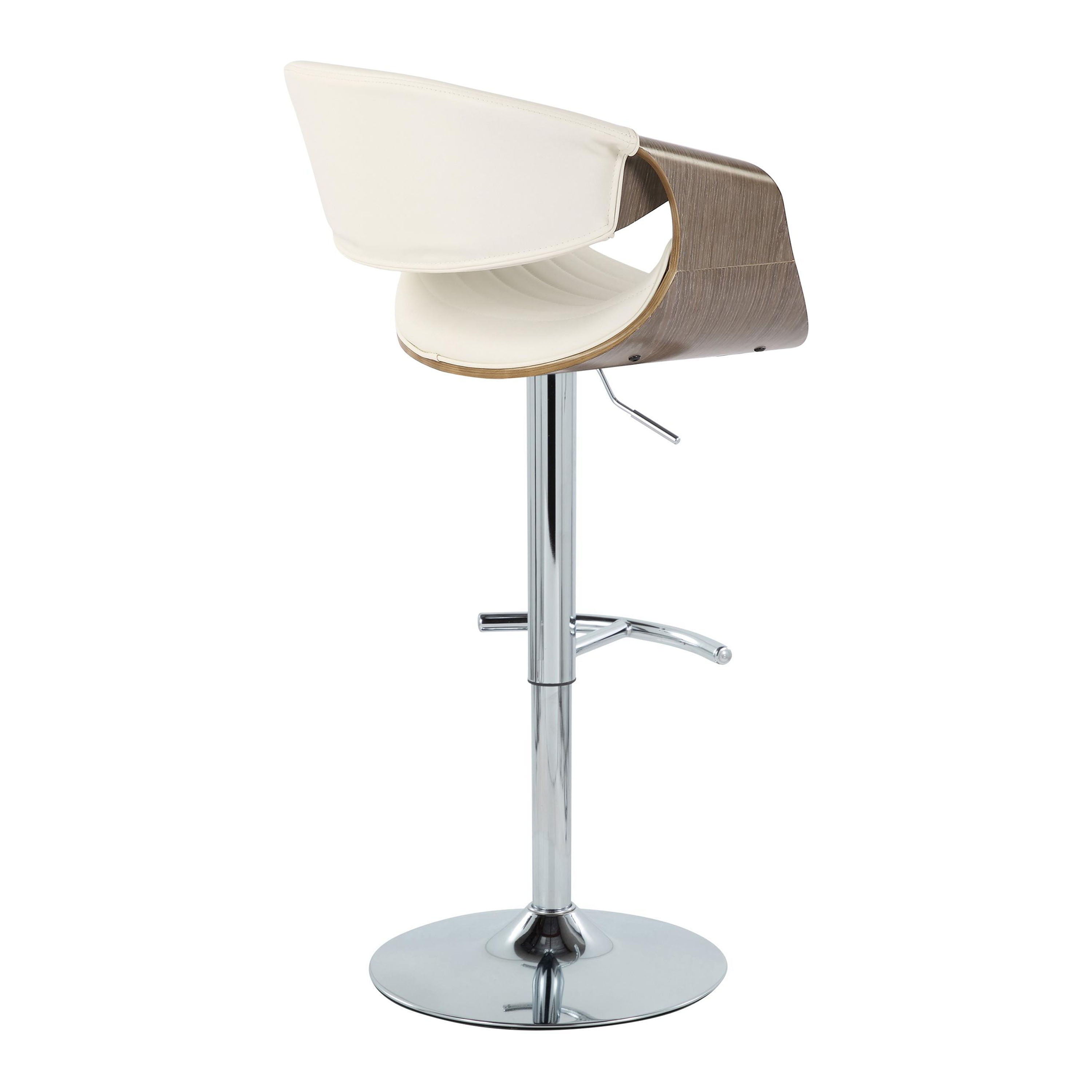 Symphony - Mid Century Modern Adjustable Barstool With Swivel &amp; Rounded T Footrest (Set of 2)