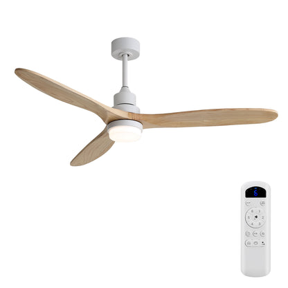 60" DC Motor Ceiling Fan With Light, 3 Blades, 18W LED 3 Color Dimmable With Memory, 6 Speed Lcd Remote Control, Reversible Motor, Timer Setting (1 / 4 / 8 H) - White