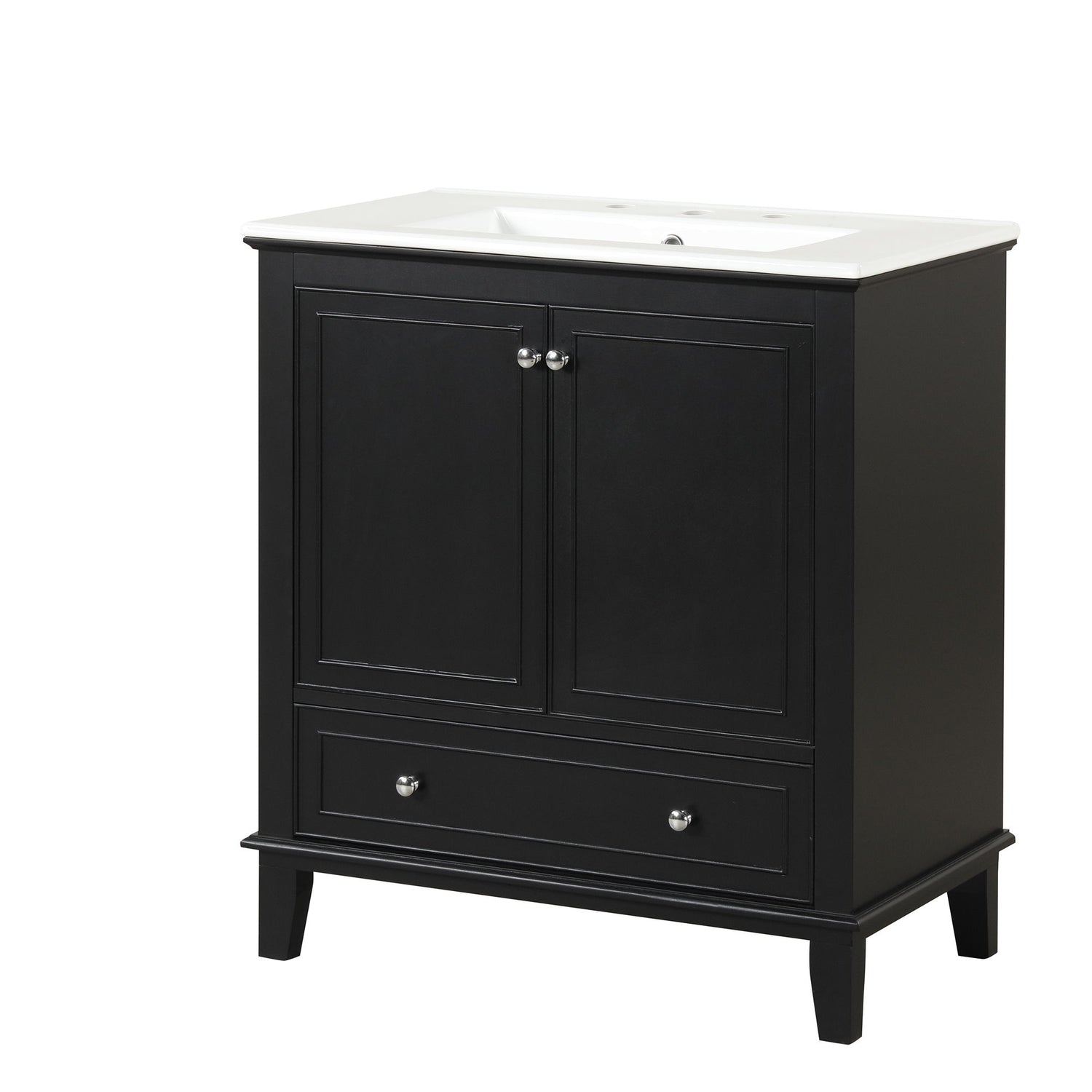 30&quot; Bathroom Vanity With Sink Combo, Multi Functional Bathroom Cabinet With Doors And Drawer - Black