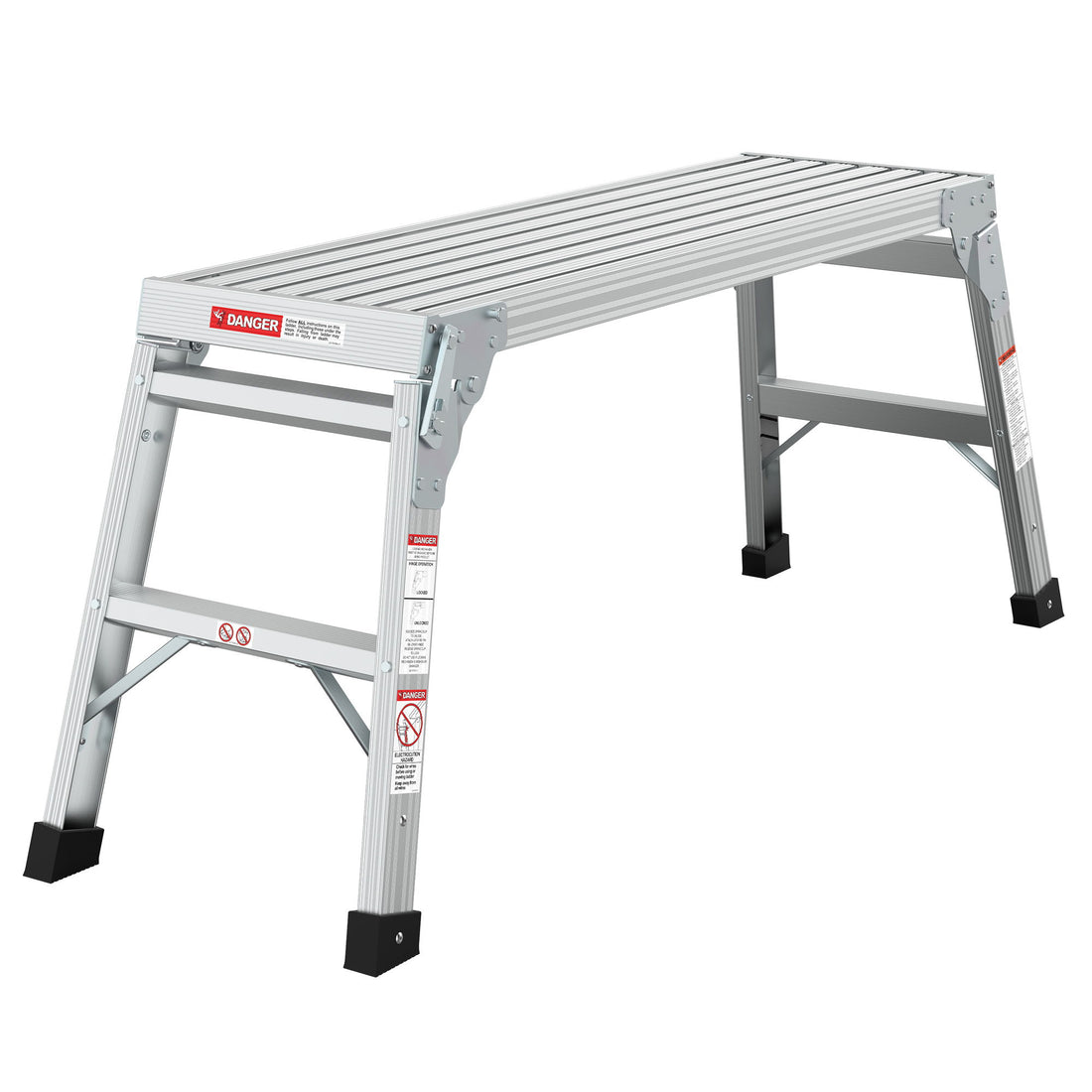 Work Platform Aluminum Portable Bench Folding Ladder Ansi Capacity 225 Lbs 40&quot; - Gray