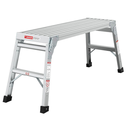 Work Platform Aluminum Portable Bench Folding Ladder Ansi Capacity 225 Lbs 40&quot; - Gray
