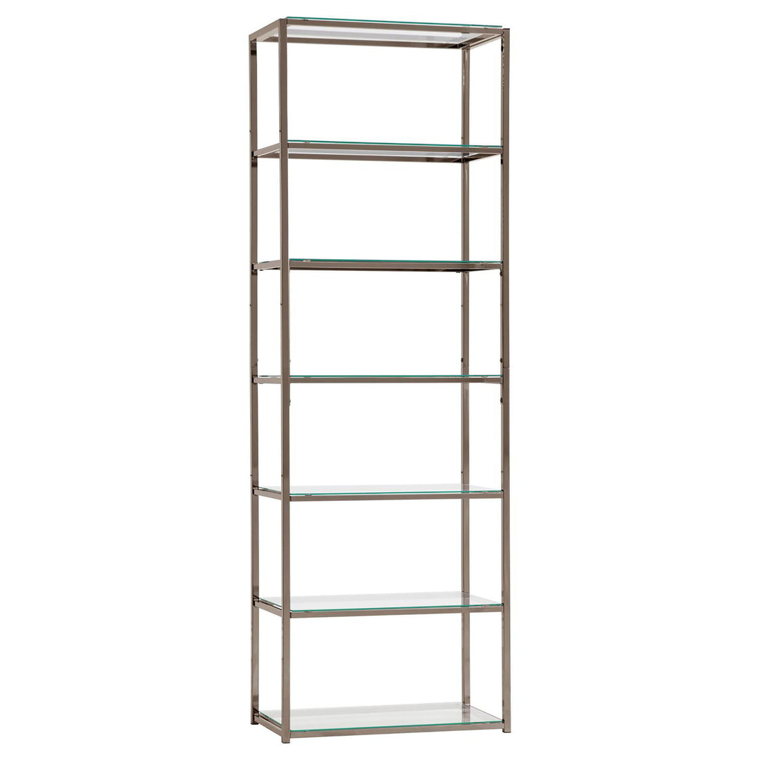 6 Tier Bookcase With Tempered Glass Shelves - Black / Nickel