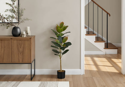 Artificial Plant, 40&quot; Tall, Rubber Tree, Indoor, Faux, Fake, Floor, Greenery, Potted, Real Touch, Decorative - Green / Black