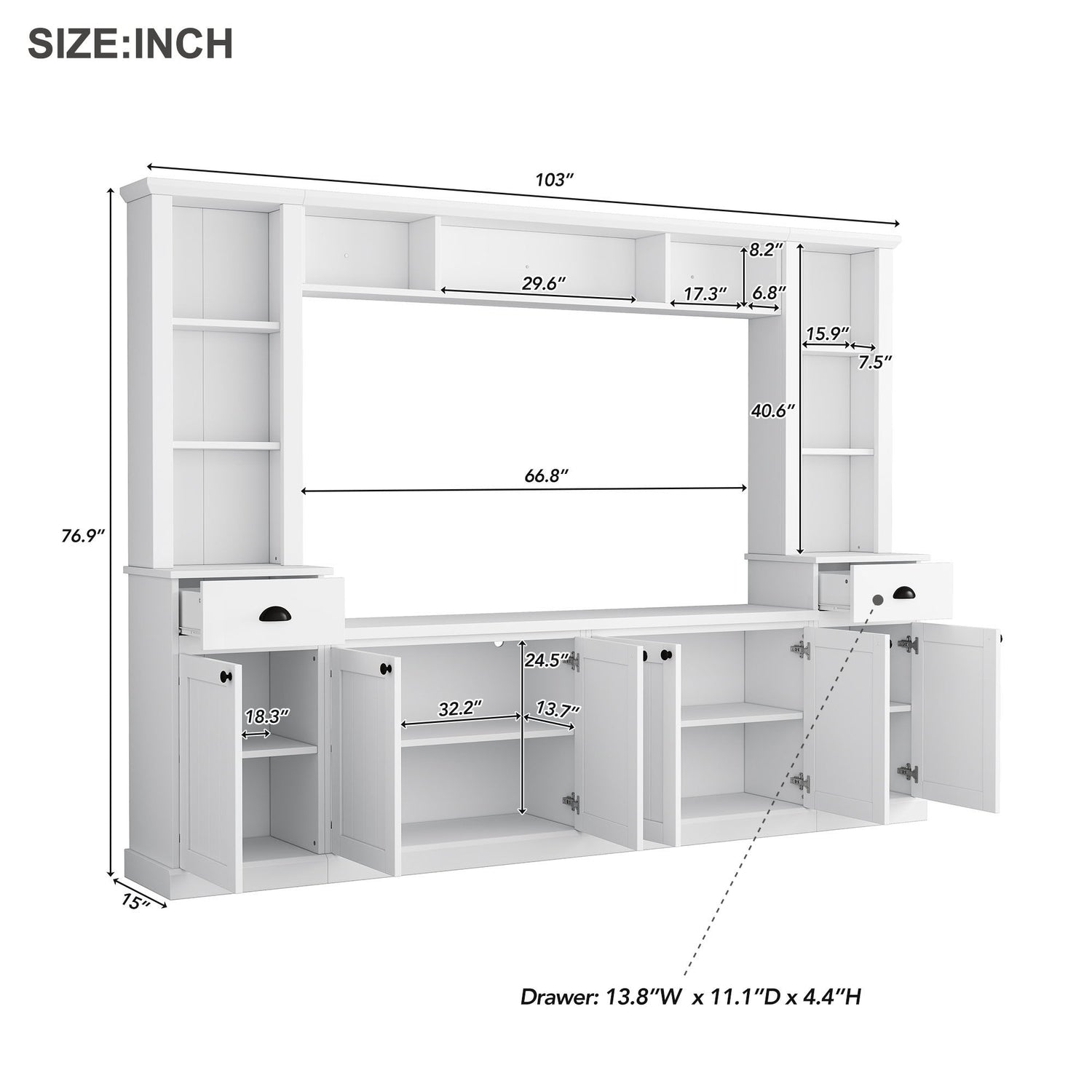 Minimalist Entertainment Wall Unit Set With Bridge For TVs Up To 75&quot;