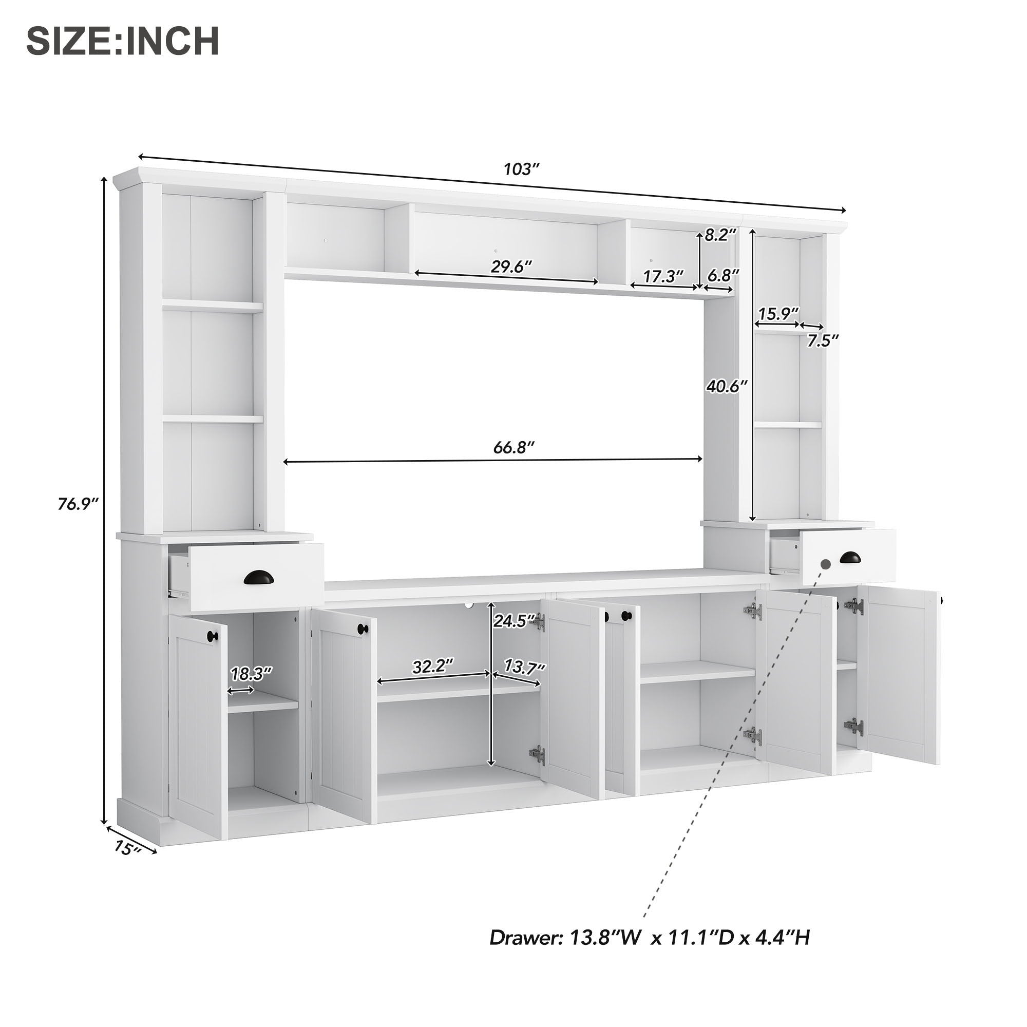 Minimalist Entertainment Wall Unit Set With Bridge For TVs Up To 75&quot;