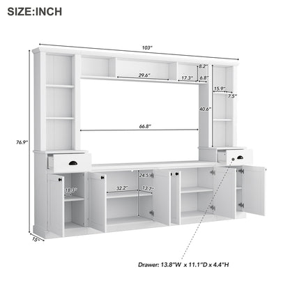 Minimalist Entertainment Wall Unit Set With Bridge For TVs Up To 75&quot;
