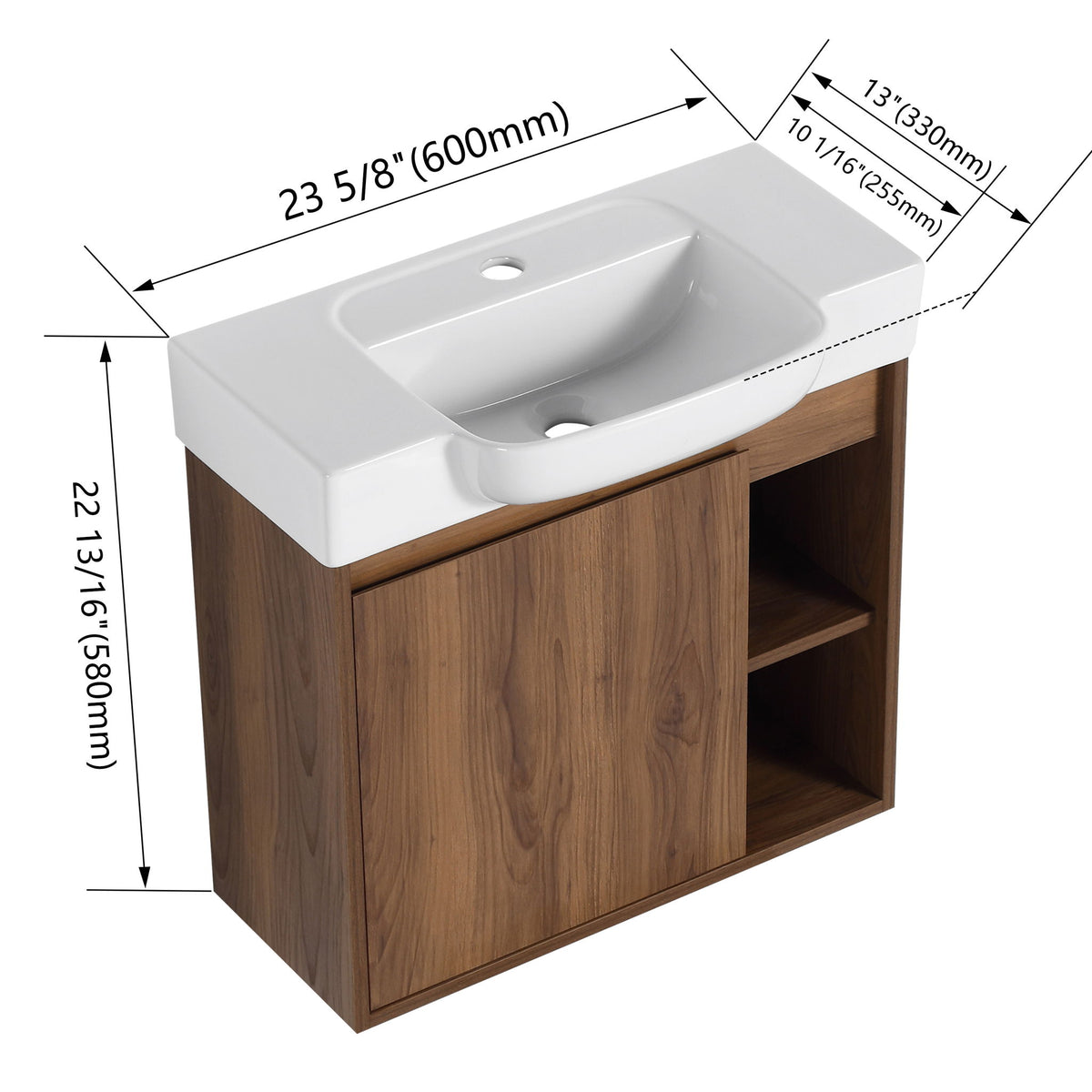 Wall Mounted Bathroom Vanity With Sink &amp; Soft Close Door