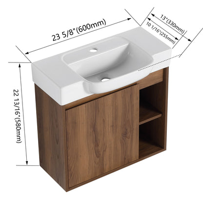 Wall Mounted Bathroom Vanity With Sink &amp; Soft Close Door