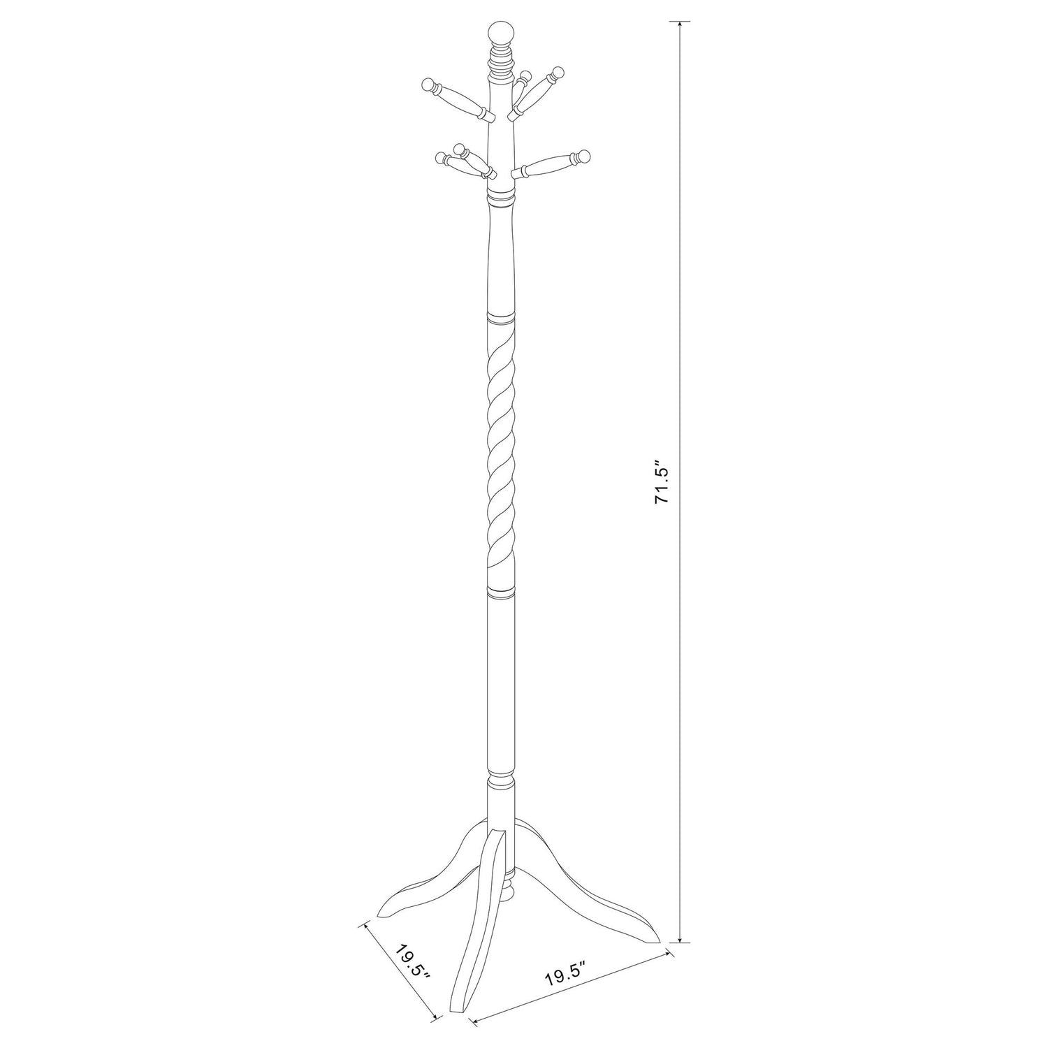 Coat Rack With Post Traditional Entryway Organizer With 6 Hooks - Brown