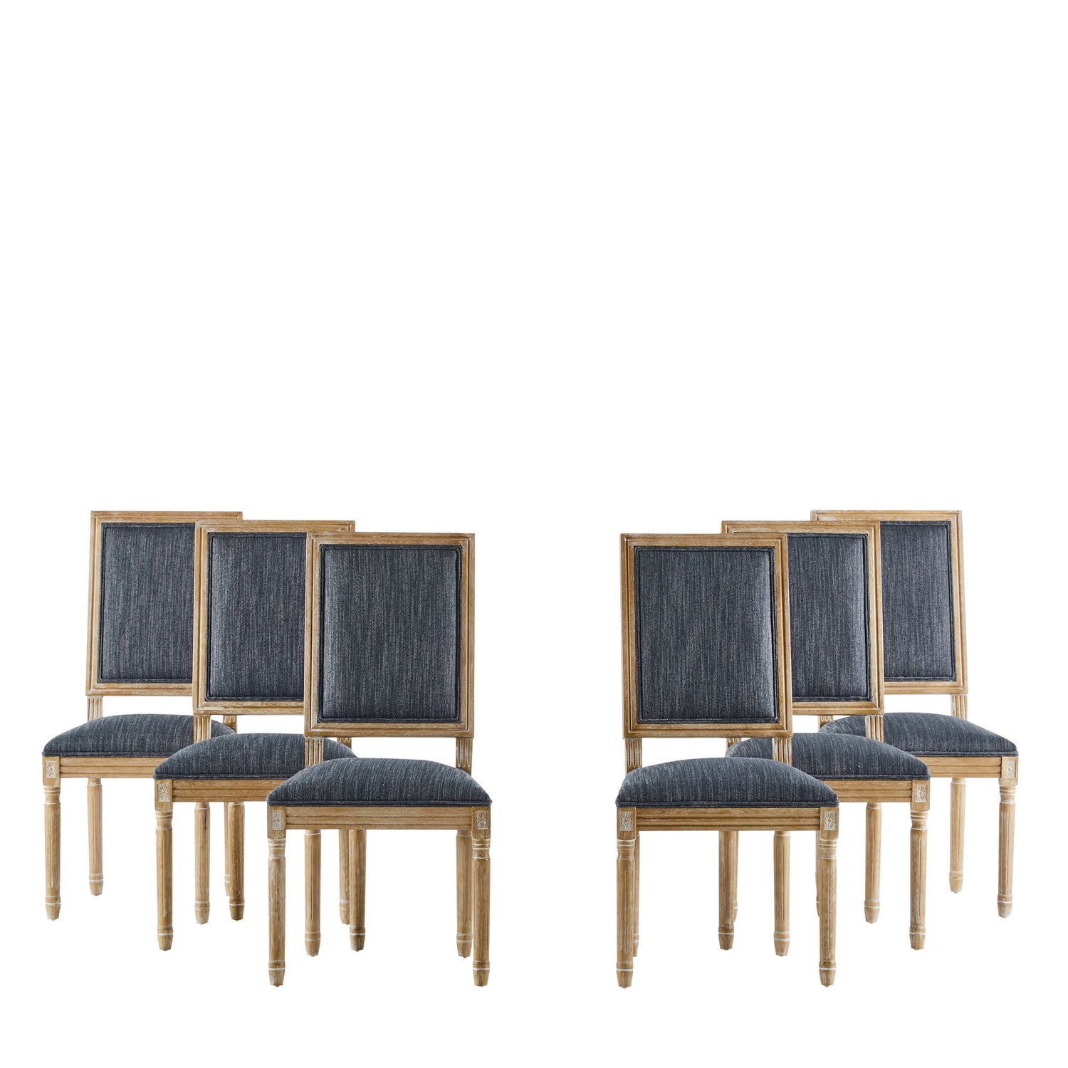 French Country Style Dining Chair With Upholstered Seating And Fluted Legs