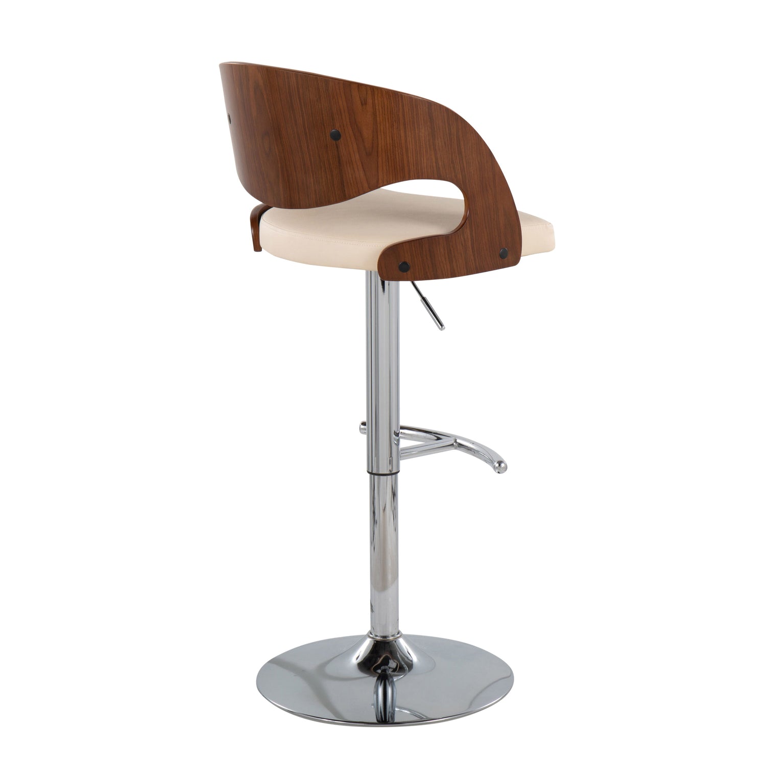 Pino - Mid Century Modern Adjustable Barstool &amp; Swivel With Rounded T Footrest (Set of 2)