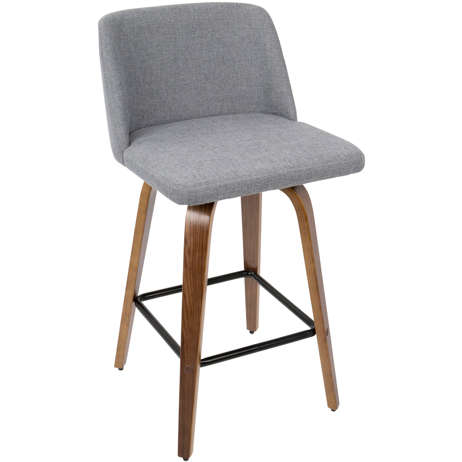 Toriano - Mid Century Modern Fixed Height Counter Stool &amp; Square Footrest (Set of 2)
