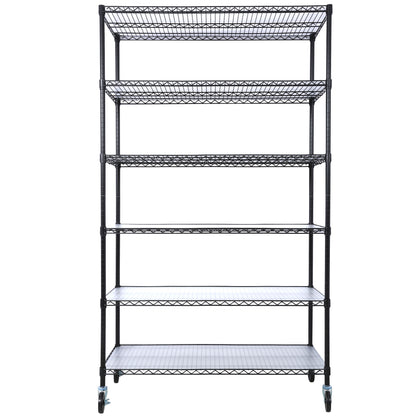 6 Tier 6000Lbs Capacity Nsf Metal Shelf Wire Shelving Unit, Heavy Duty Adjustable Storage Rack With Wheels &amp; Shelf Liners For Commercial Grade Utility Steel Storage Rack