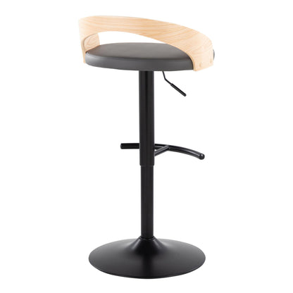 Grotto - Contemporary Adjustable Barstool With Swivel &amp; Rounded T Footrest (Set of 2)