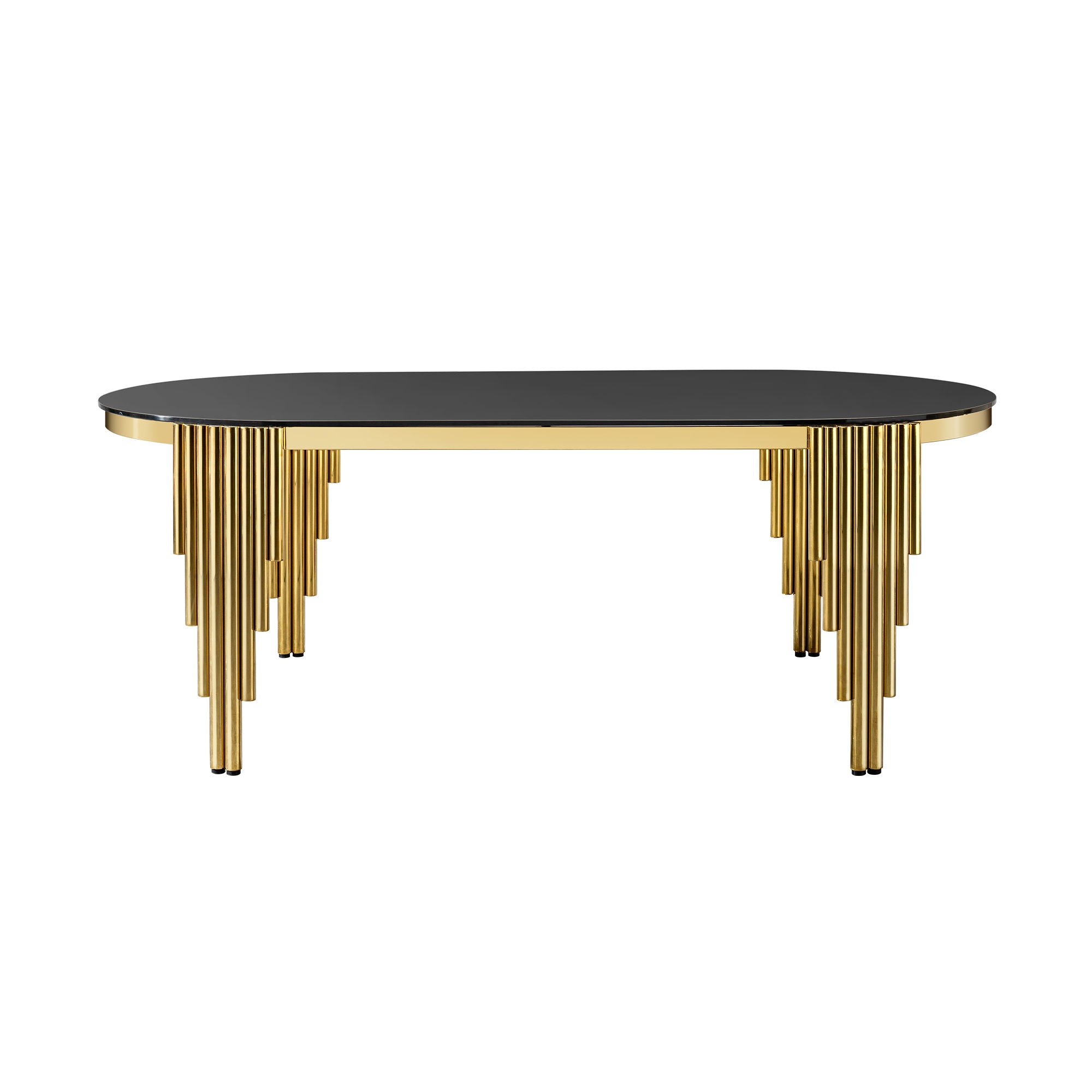 Oval Dining Table With Glass Top And Stainless Steel Base
