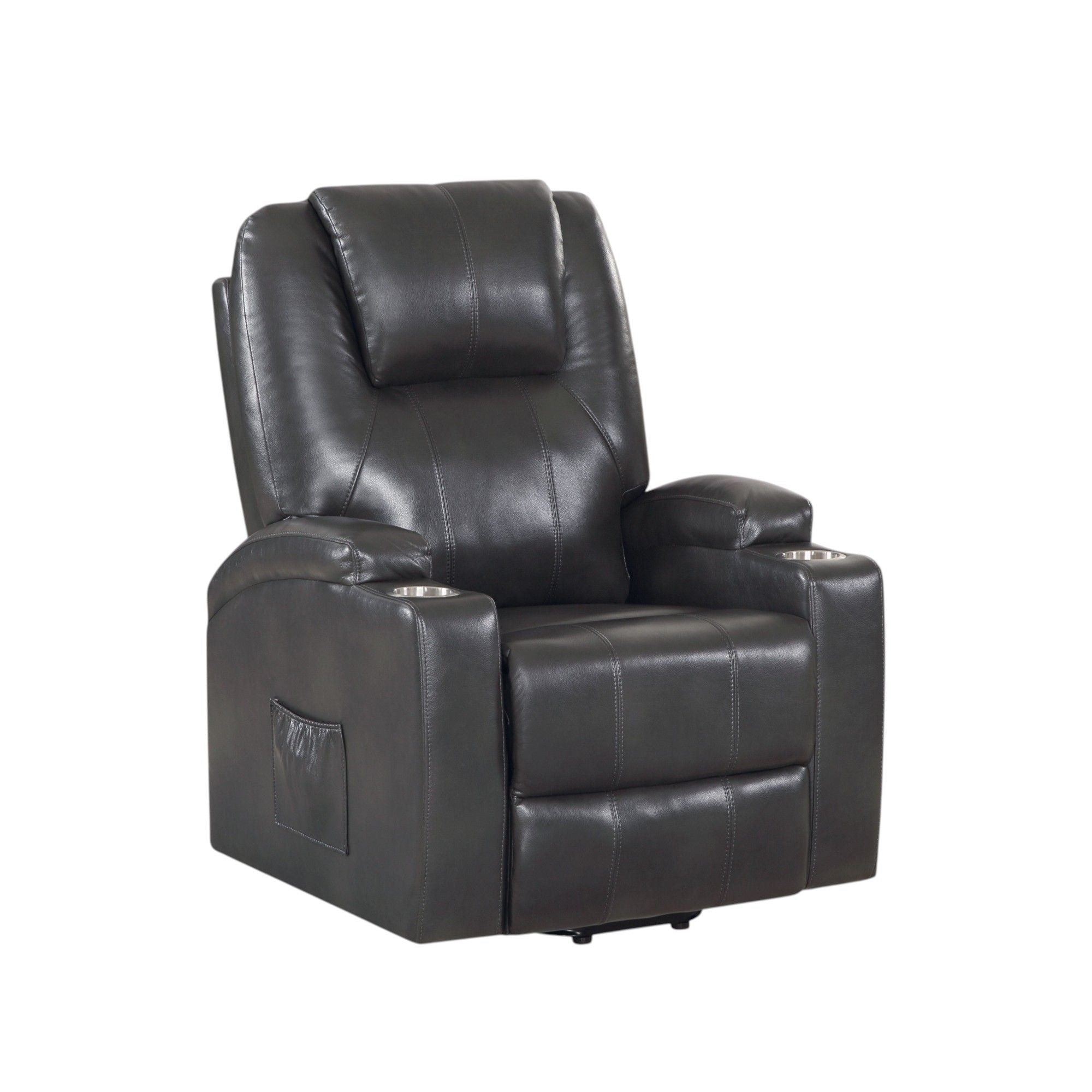 Recliner With Power Lift &amp; Massage - Gunmetal
