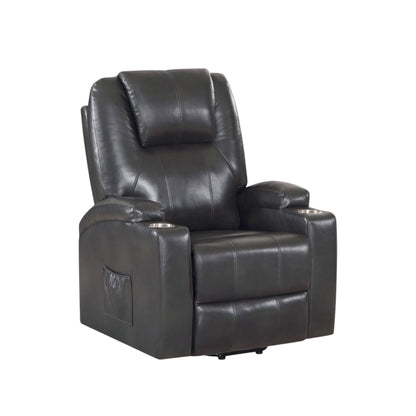 Recliner With Power Lift &amp; Massage - Gunmetal