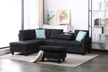 Alger - Left Hand Facing Sofa &amp; Chaise With Ottoman