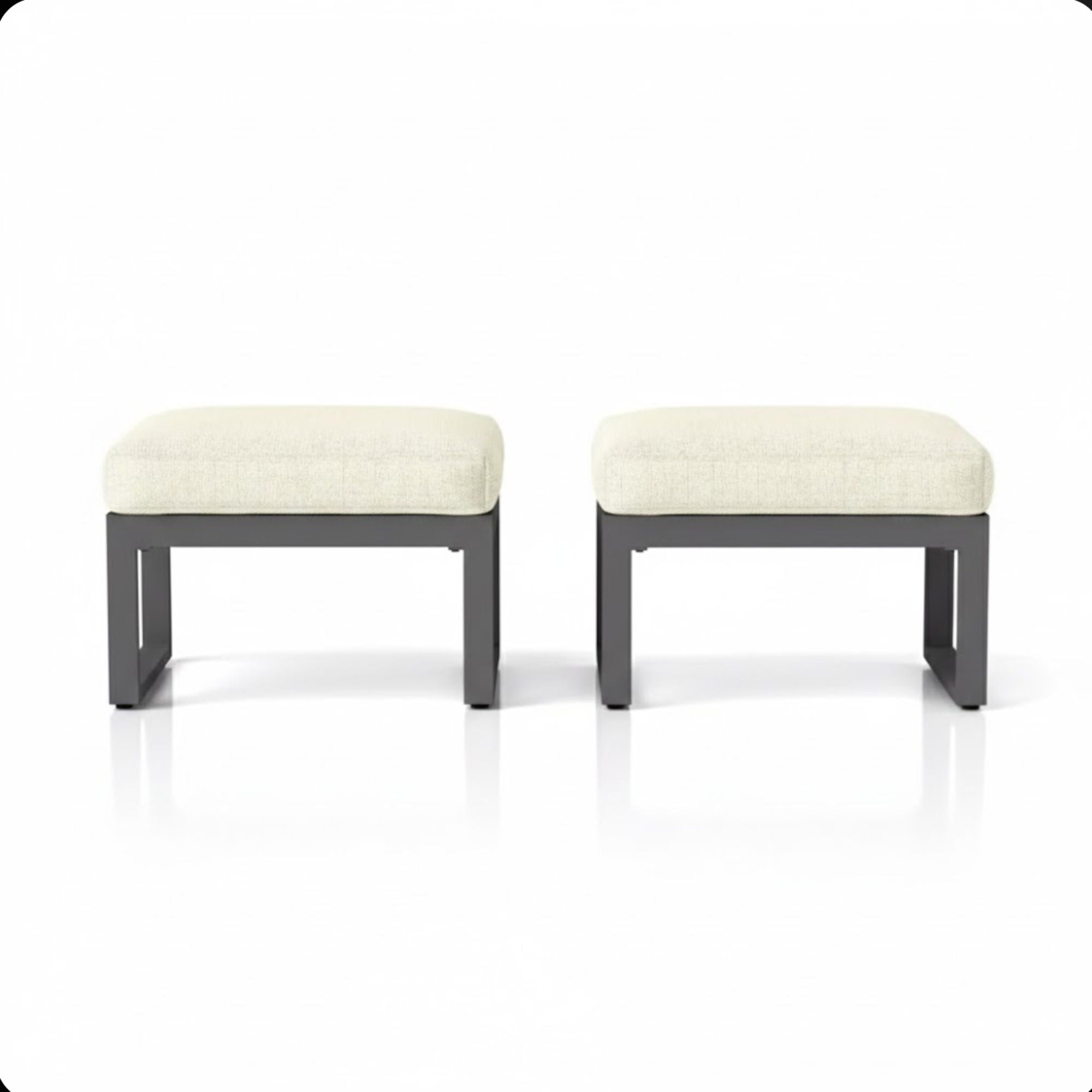 Patio All-Weather Ottomans With Thick Cushions (Set of 2)