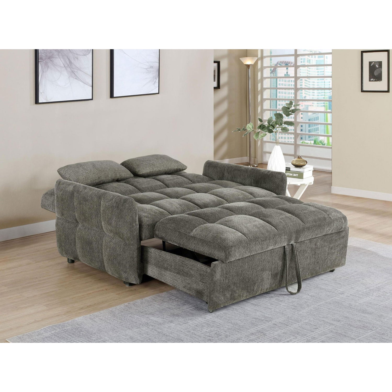 Alvara - Tufted Cushion Pull Out Sleeper Sofa Bed
