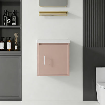 Floating Bathroom Vanity Combo, Wall Mounted Cabinet With Sink &amp; Soft Close Doors For Small Bathrooms