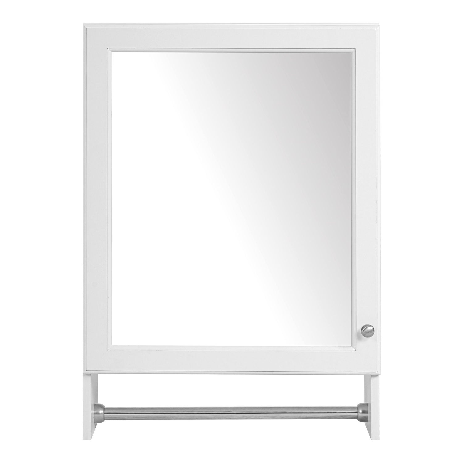 3 In 1 Wall Mounted Bathroom Mirror Cabinet With Adjustable Shelf, Soft Close Door, Mirror &amp; Towel Bar - White