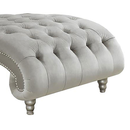 Emilia - Tufted Cushion Chaise With Nailhead Trim Lounge Chair With Accents - Gray