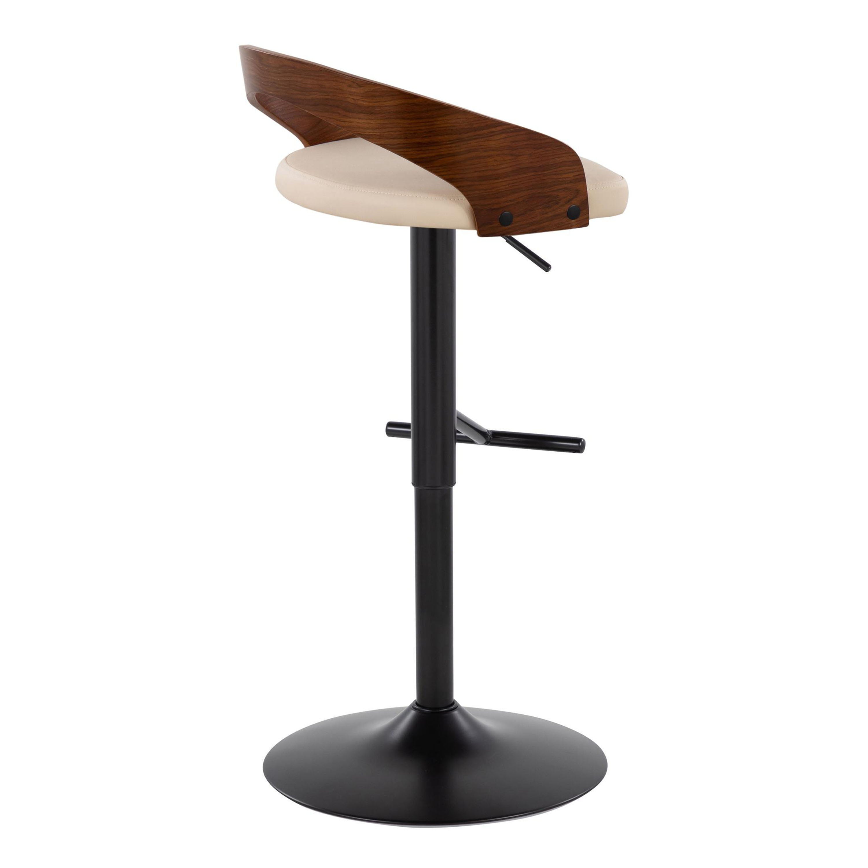 Grotto - Contemporary Adjustable Barstool &amp; Swivel With Straight T Footrest (Set of 2)