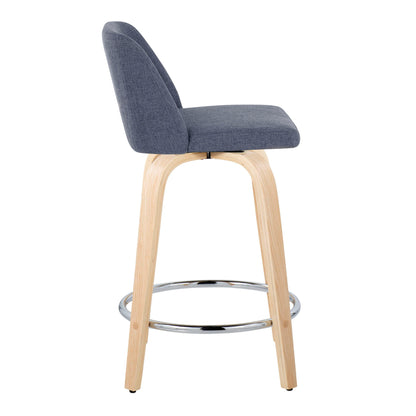 Toriano - Contemporary Fixed Height Counter Stool &amp; Swivel And Round Footrest (Set of 2)