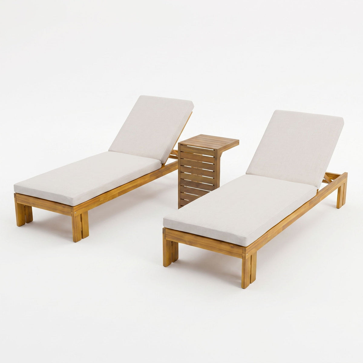 Outdoor Chaise Lounge Set &amp; Side Table, 5 Position Adjustable Patio Recliner