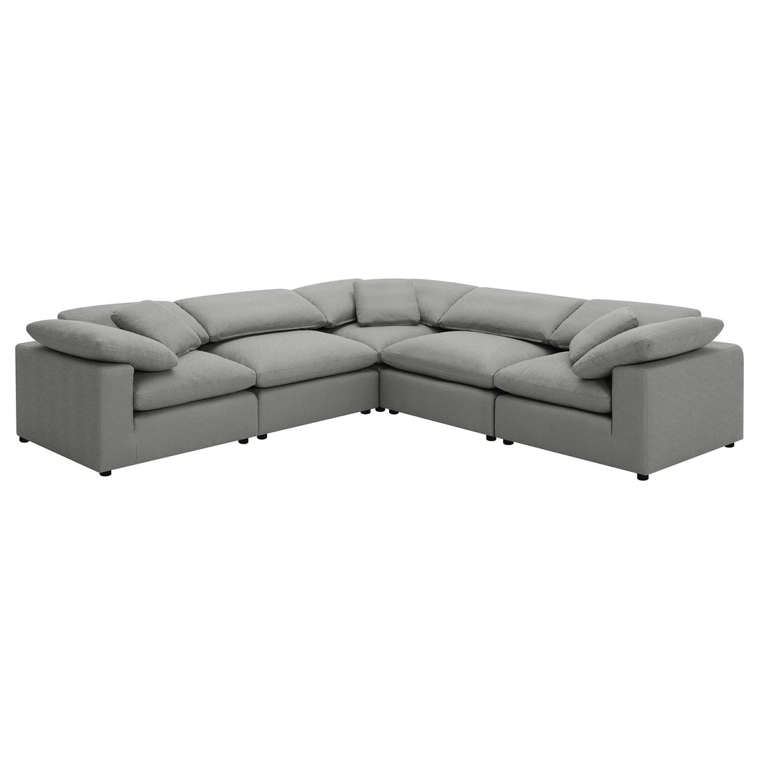 Segoura - 5 Piece Upholstered Modular Sectional With Reclined Back Pillows - Gray