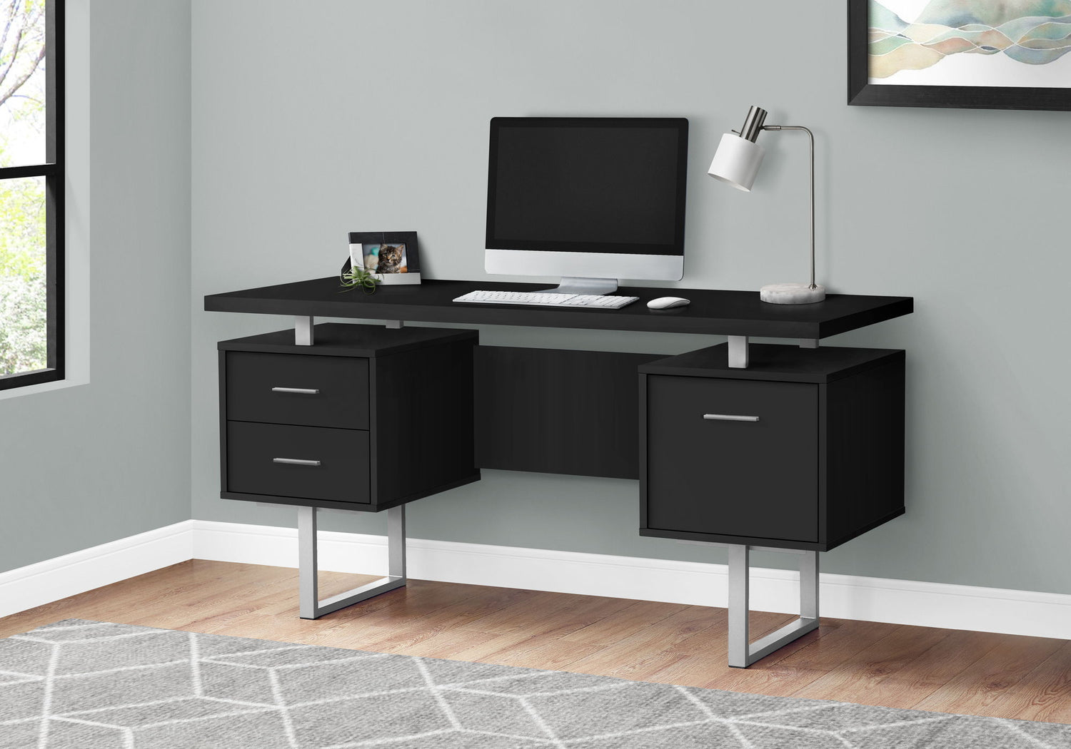 Computer Desk For Home Office, Laptop, Left, Right Set - Up, Storage Drawers, Contemporary &amp; Modern