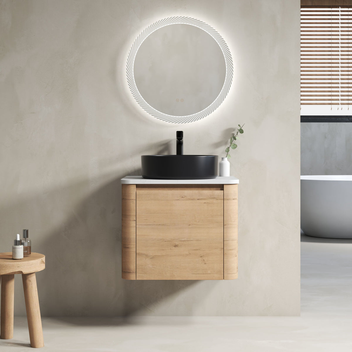 Wall Mounted Bathroom Vanity &amp; Art Sink &amp; 1 Soft Close Door
