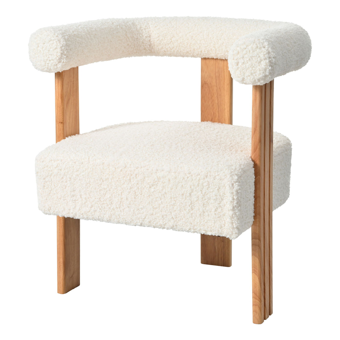 Mid-Century Modern Barrel Accent Chair, Upholstered Kitchen &amp; Dining Room Chairs With Arms, Teddy Velvet Boucle Accent Chairs Side Chairs For Kitchen Living Room Bedroom - White