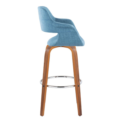 Vintage Flair - Mid Century Modern Fixed Height Barstool With Swivel &amp; Round Footrest (Set of 2)