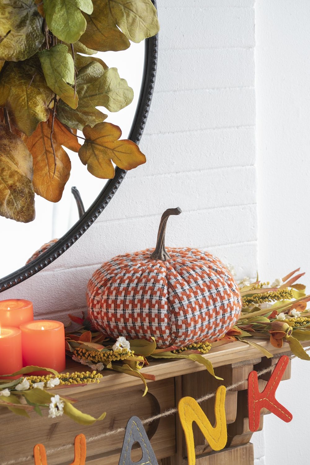Pumpkin Ornament Decor For Holiday Harvest Festival Fall Festival &amp; Thanksgiving (Set of 2) - Orange Multi