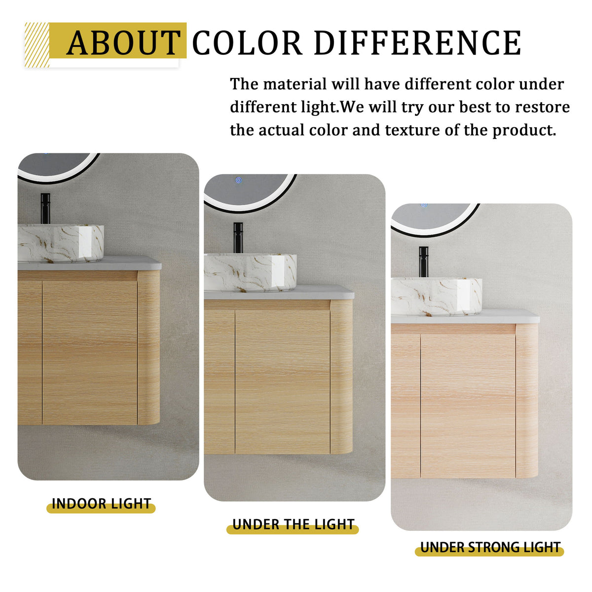 Mounted Bathroom Vanity &amp; Art Sink, Soft Close Door