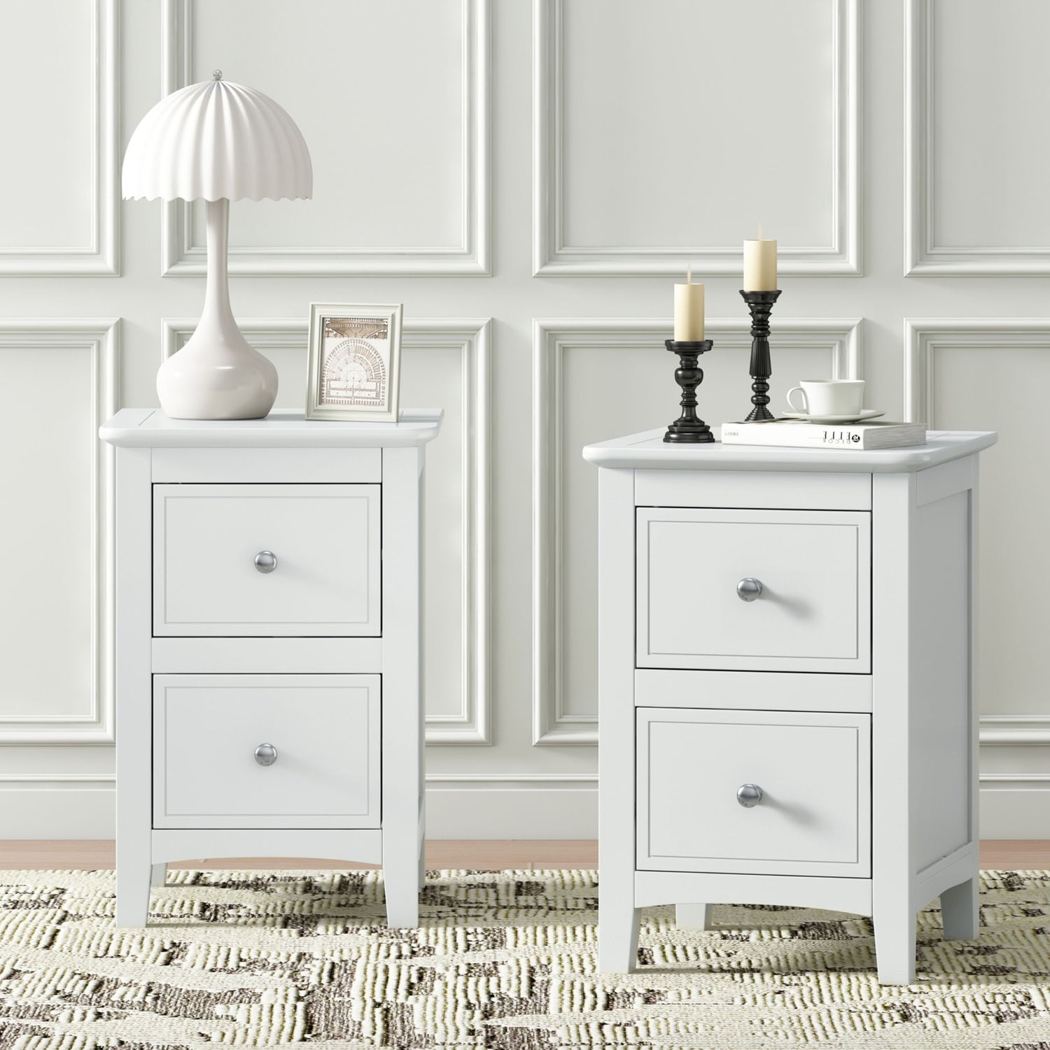 Modern Nightstand, Bed Side Table With 2 Drawers For Bedroom